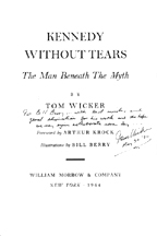 Kennedy Without Tears - Title Page