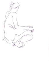 Gesture - Seated Nude Female Facing Right