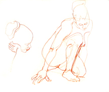 Gesture - Seated Female Nude with Portrait