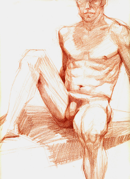 Sanguine Seated Male Nude