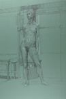 Standing Female Nude on Green Paper