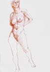 Standing Female Nude in Sanguine