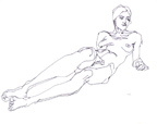 Reclining Female Nude Line Drawing