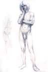 Standing Male Nude with Study