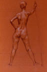 Standing Female Nude Sanguine Paper