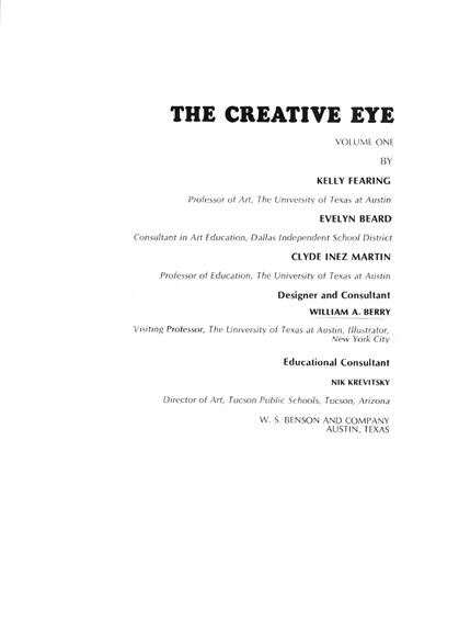 The Creative Eye Vol I, Titlepage